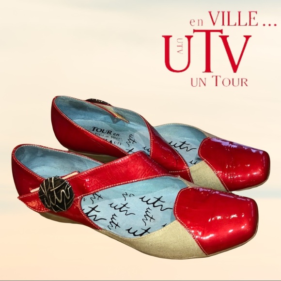 Un Tour En Ville (UTV) Original Red & Beige Flats size 11 - Picture 2 of 4